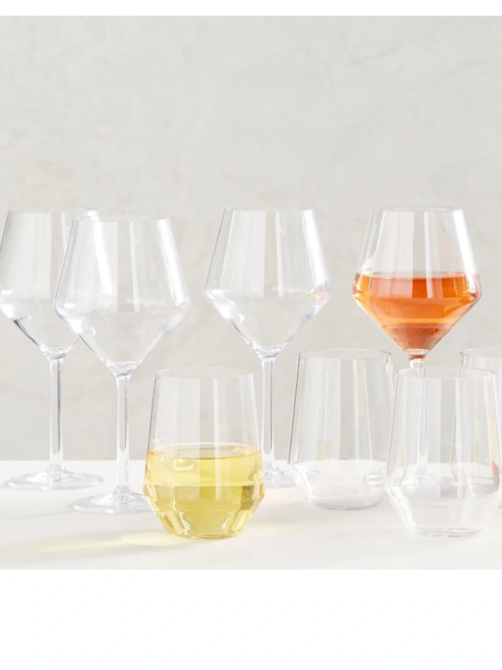 Pottery Barn Happy Hour Clear Acrylic Stemmed Wine Glasses - Set of 6